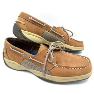 Sperry Men's Billfish Boat Shoes / Deck Shoe Size 11 Tan Leather Mesh EUC